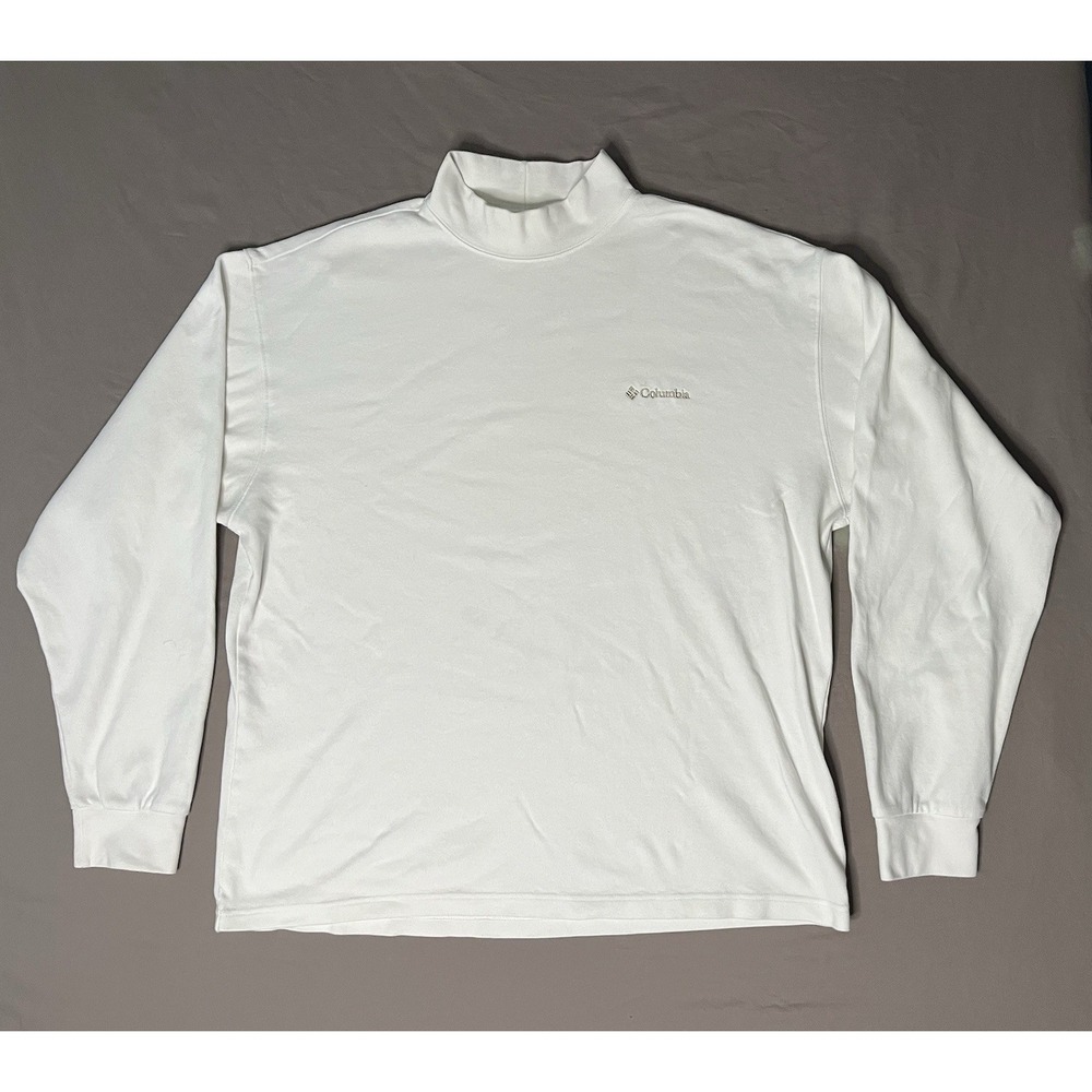 Columbia Sportswear Mock Turtleneck Shirt Men's SZ XL White Pullover Long Sleeve